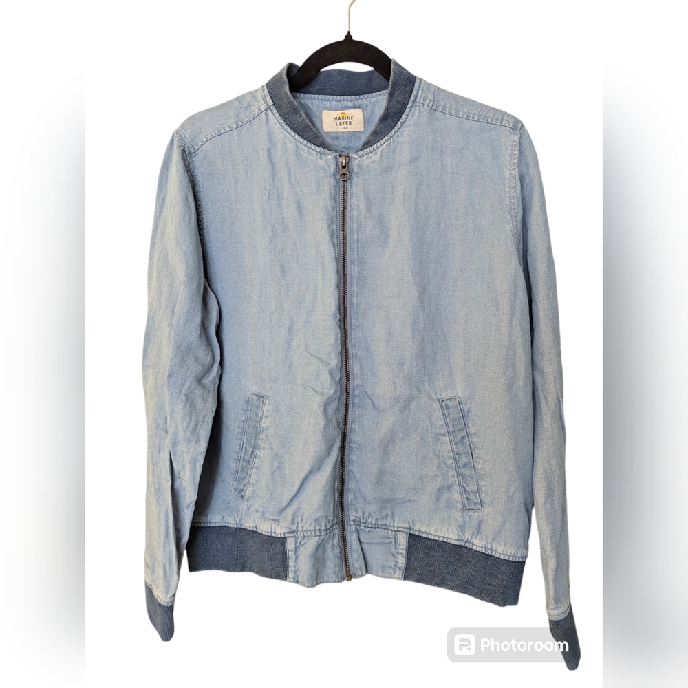 Marine Layer Bomber Style Jean Jacket
